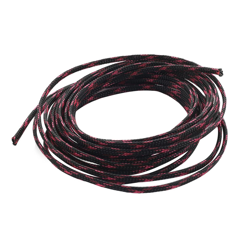  [AUSTRALIA] - Bettomshin 1Pcs 16.4Ft PET Braided Cable Sleeve, Width 0.16 Inch Expandable Braided Sleeve for Sleeving Protect Electric Wire Electric Cable Black Pink