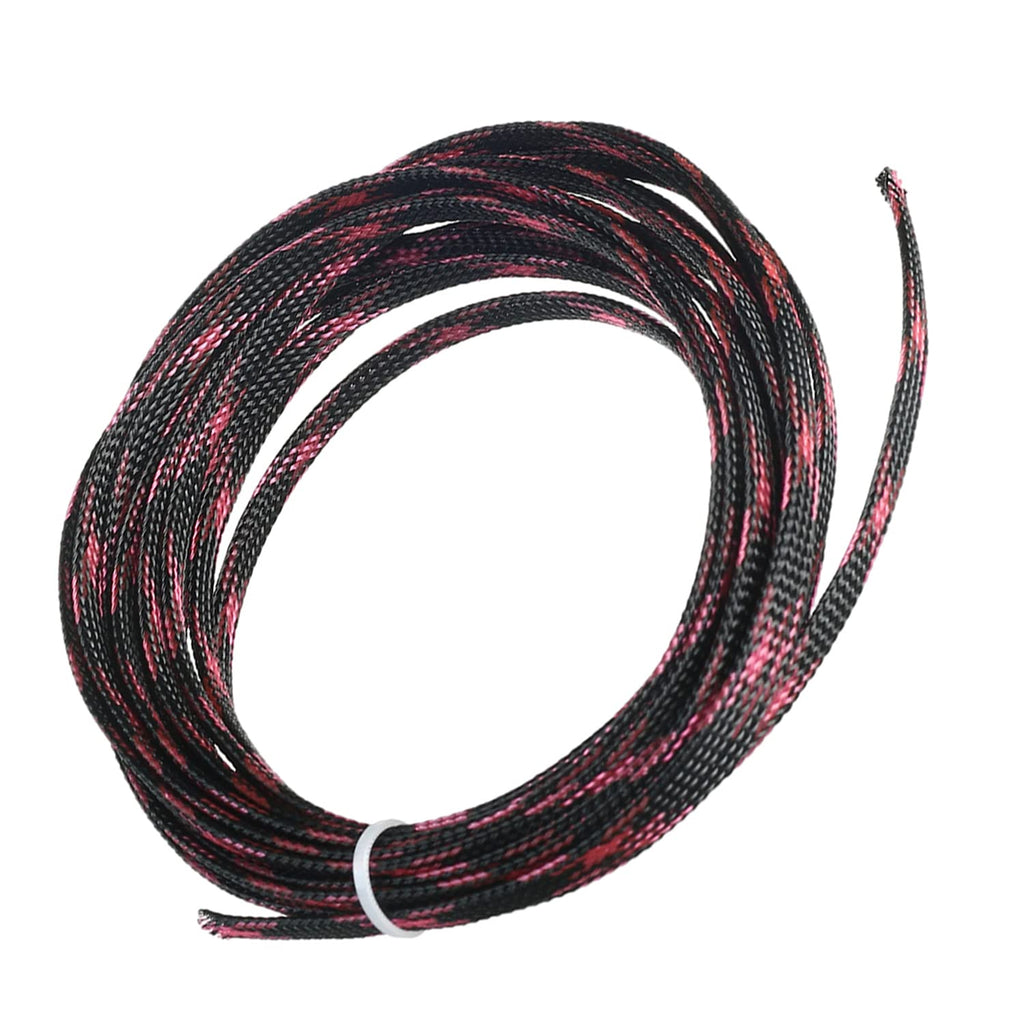  [AUSTRALIA] - Bettomshin 1Pcs Length 16.4Ft PET Braided Cable Sleeve, Width 6mm Expandable Braided Sleeve for Sleeving Protect Electric Wire Electric Cable Black and Pink