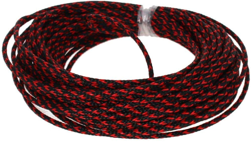  [AUSTRALIA] - Bettomshin 1Pcs 32.8Ft PET Braided Cable Sleeve, Width 0.12 Inch Expandable Braided Sleeve for Sleeving Protect Beautify The Industrial, Electric Wire Electric Cable Black Red