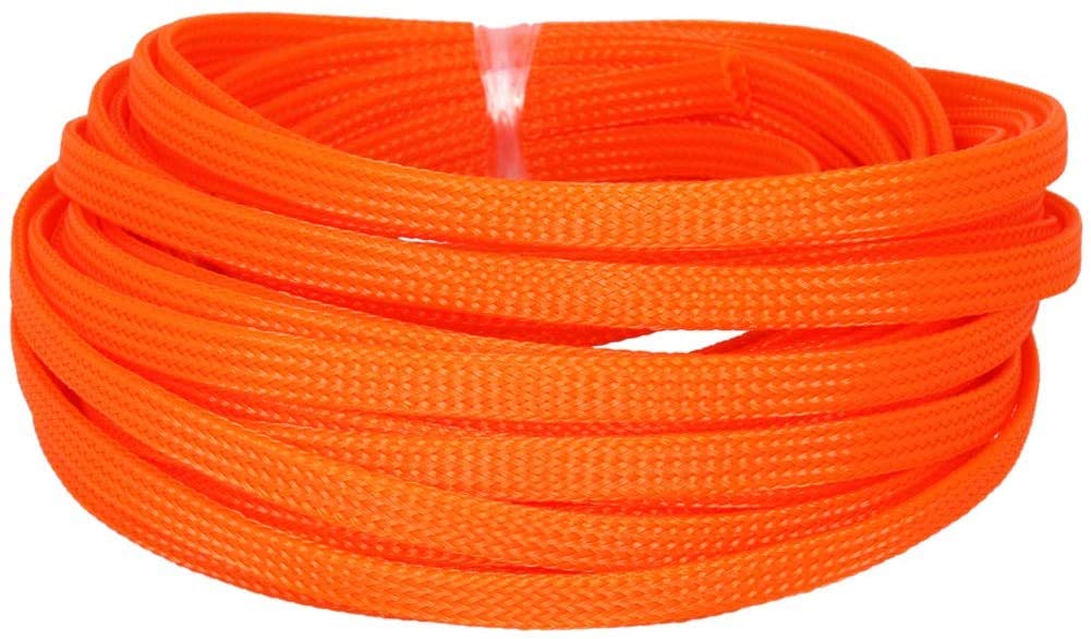  [AUSTRALIA] - Bettomshin 1Pcs Cable Management Sleeve, 10x6mm/0.39x0.24(LxW) 32.8Ft PET Orange Cord Protector, Wire Loom Tube Insulated Split Sleeving for USB Cable Power Cord Organizer Video Cable Hider