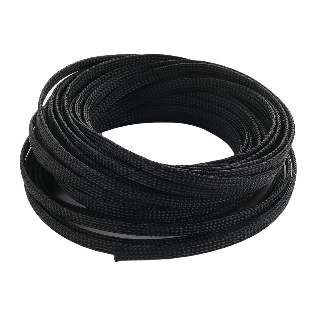  [AUSTRALIA] - Bettomshin 1Pcs Length 32.81Ft PET Braided Cable Sleeve, Width 0.24 Inch Expandable Braided Sleeve for Sleeving Protect Electric Wire Electric Cable Black