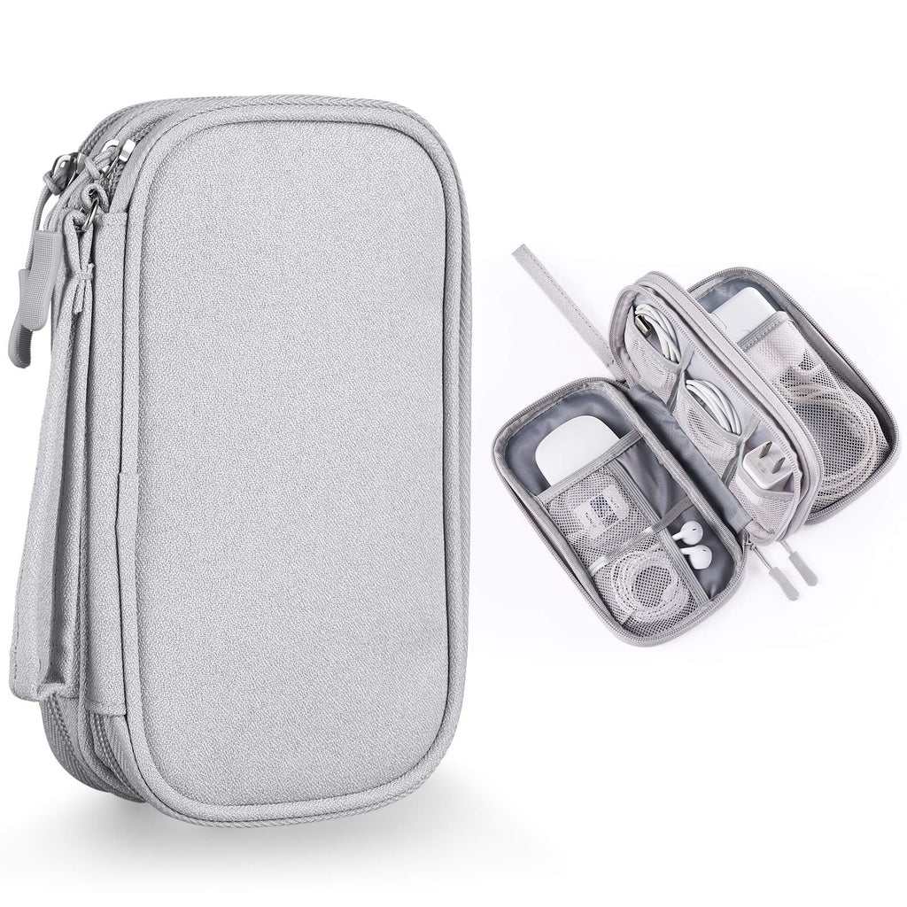  [AUSTRALIA] - Bevegekos Cable and Charger Organizer Bag, Travel Case Pouch for Small Electronics & Accessories (Small, Light Grey)
