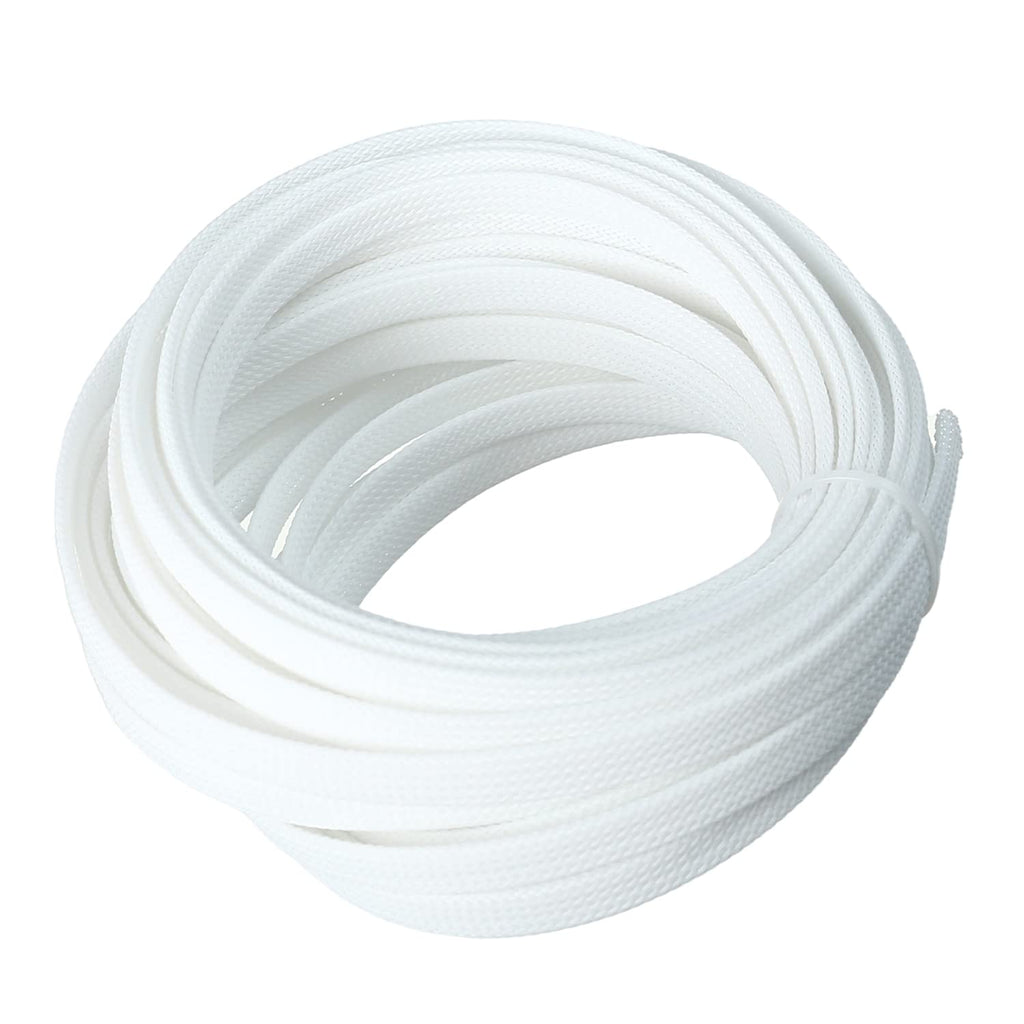  [AUSTRALIA] - Bettomshin 1Pcs 32.8Ft PET Braided Cable Sleeve, Width 8mm/0.31" Expandable Braided Sleeve for Sleeving Protect Electric Wire Electric Cable White