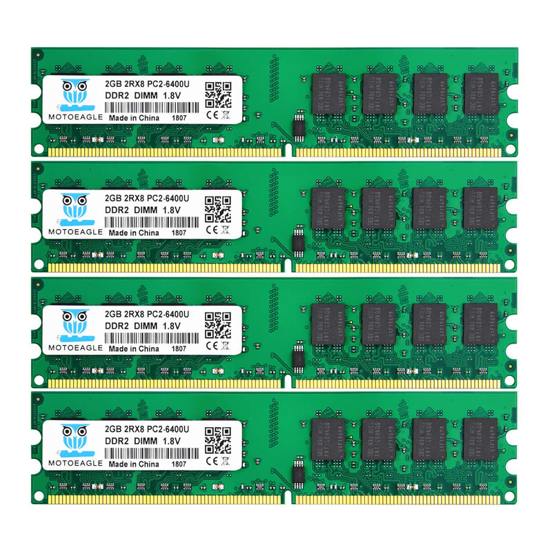  [AUSTRALIA] - PC2 6400 DDR2 800MHz UDIMM RAM 8GB Kit (2GBX4) 2Rx8 PC2 6400U 2GB 1.8V Non-ecc Unbuffered Desktop Memory PC2 6400U 2GBx4