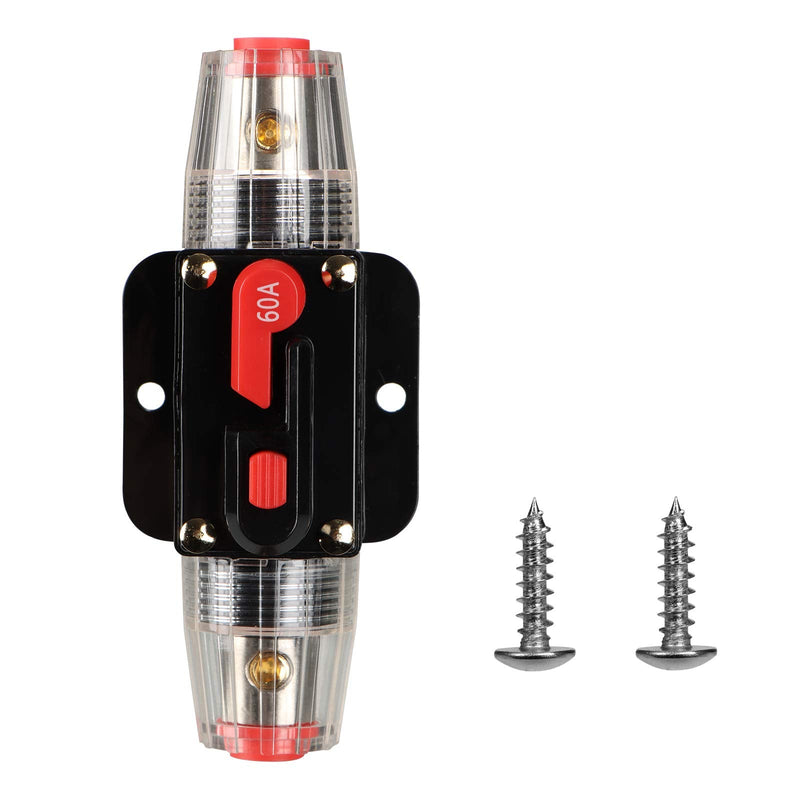  [AUSTRALIA] - M1A2 Circuit Breaker Switch 60A Waterproof Fuse Inline Holder 3-15 AWG Resettable Fuse Manual Reset 12V-48V DC for Car Audio Sound Amplifier System RV Home Marine Boat Truck 60A-with accessories