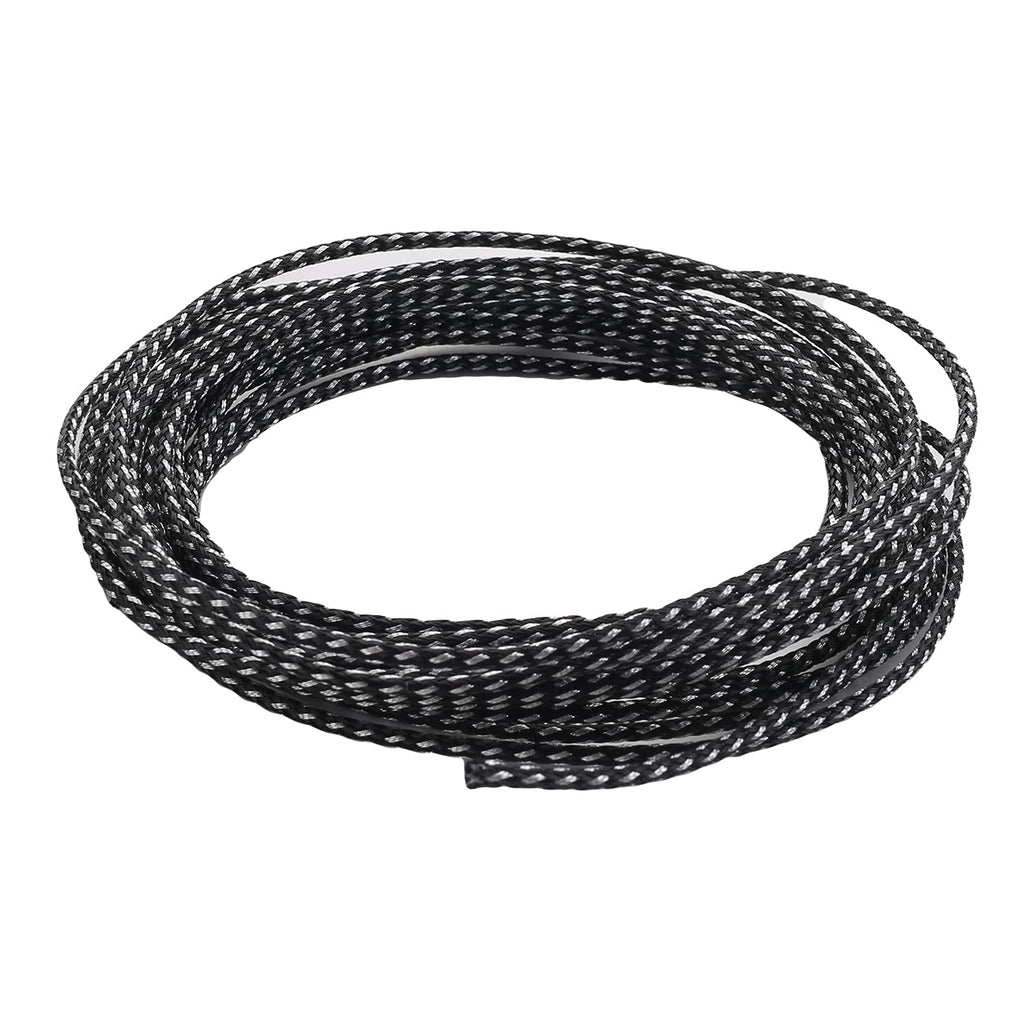  [AUSTRALIA] - Bettomshin 1Pcs 16.4Ft PET Braided Cable Sleeve, Width 3mm Expandable Braided Sleeve for Sleeving Protect and Beautify The Industrial, Electric Wire Electric Cable Black and Silver 16.4 Ft (3mm Width)