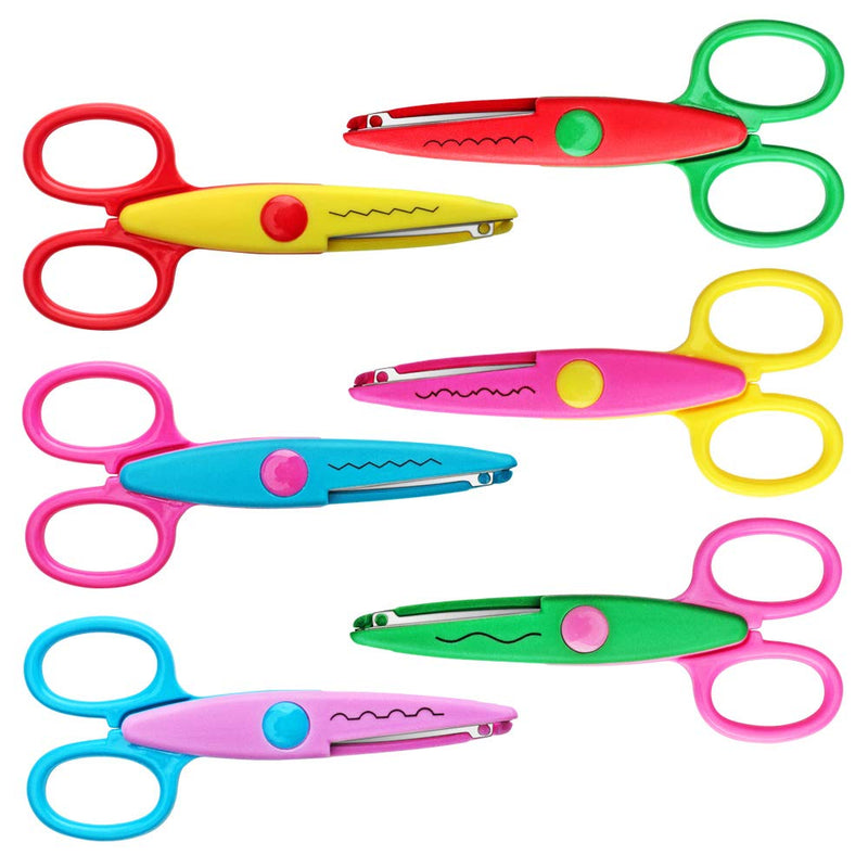  [AUSTRALIA] - Asdirne Craft Scissors Decorative Edge, ABS Resin Scrapbook Scissors with 6 Pattern, Safe for Kids, Smoothly Cutting, Set of 6, Funny&Colorful