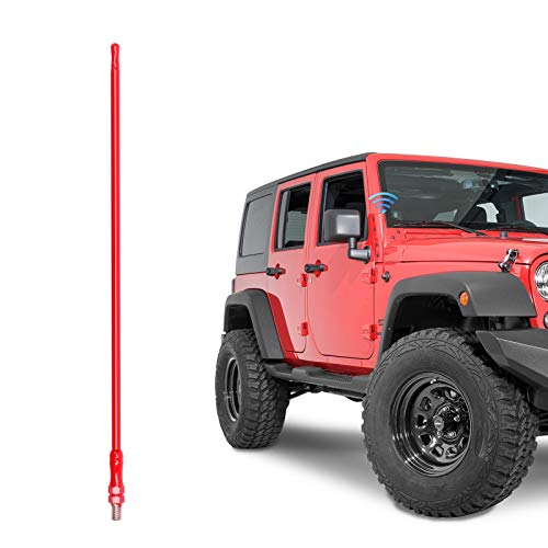  [AUSTRALIA] - Jamscar Red Antenna Compatible for Jeep Wrangler JK JL JKU Unlimited Sport Rubicon Sahara 2007-2023 | Short Heavy Metal Billet Antenna Accessories Replacement | for Optimized Truck Radio Reception