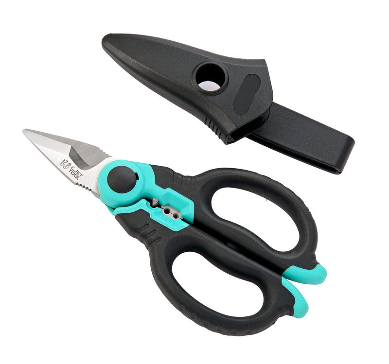  [AUSTRALIA] - C.JET TOOL 6" Stainless Electrician Scissors Heavy Duty Professional for Aluminium Copper Soft Cable (Turquoise) Turquoise