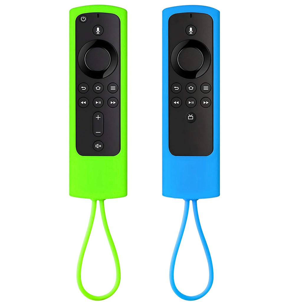 [2 Pack] Firestick Remote Cover，Silicone TV Remote Control Case for HD Streaming Devices | Stick 4K Max | FireStick 4K | Firestick Lite | (2018-2021) Release (Limegreen+DeepSkyBlue) - LeoForward Australia