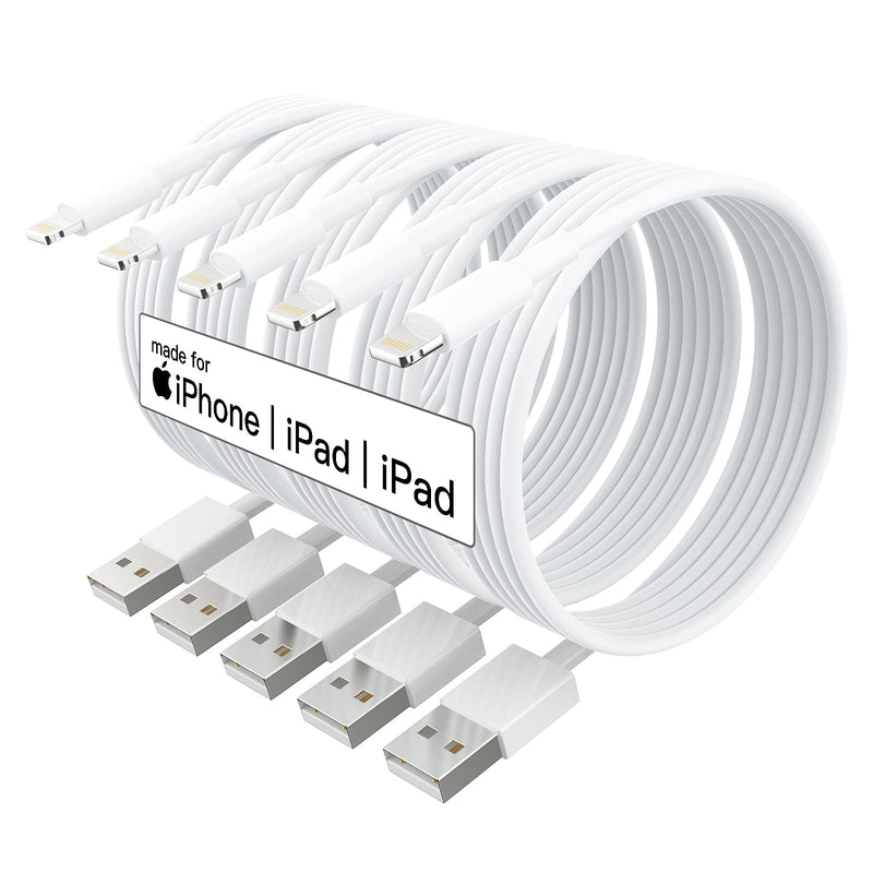 5 Pack (Apple MFi Certified) iPhone Charger 10 ft,Long Lightning Cable 10 Foot,High Fast 10 Feet Apple Charging Cables Cord Connector for iPhone 12 Mini 12 Pro Max 11 Pro MAX XS Xr X 6 AirPods White - LeoForward Australia