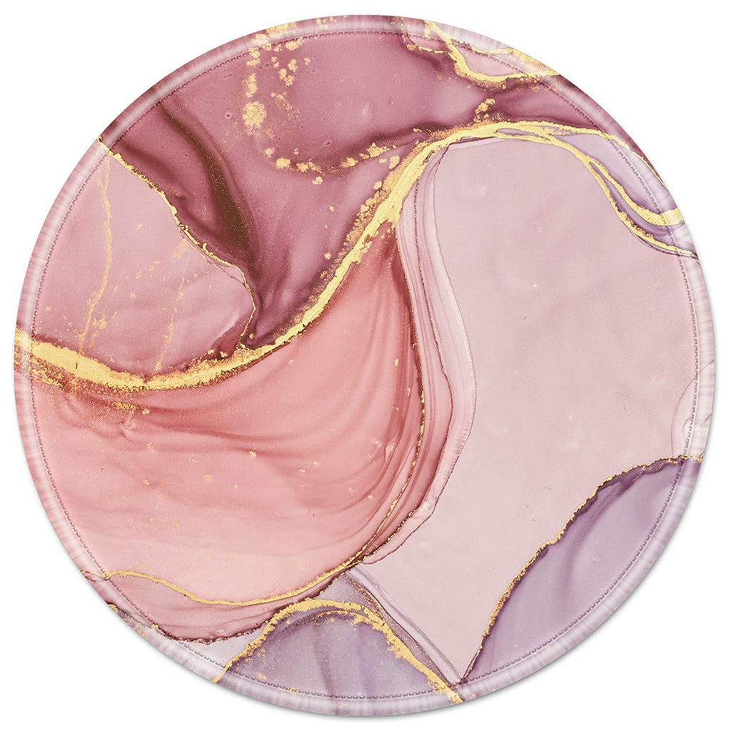  [AUSTRALIA] - Mouse Pad with Stitched Edge, Pink Marble Rose Gold Mousepad Non-Slip Rubber Base Mouse Mat, Round Waterproof Mousepad for Computer, Laptop, Office, Home - 7.9 x 7.9 inch K Pink marble