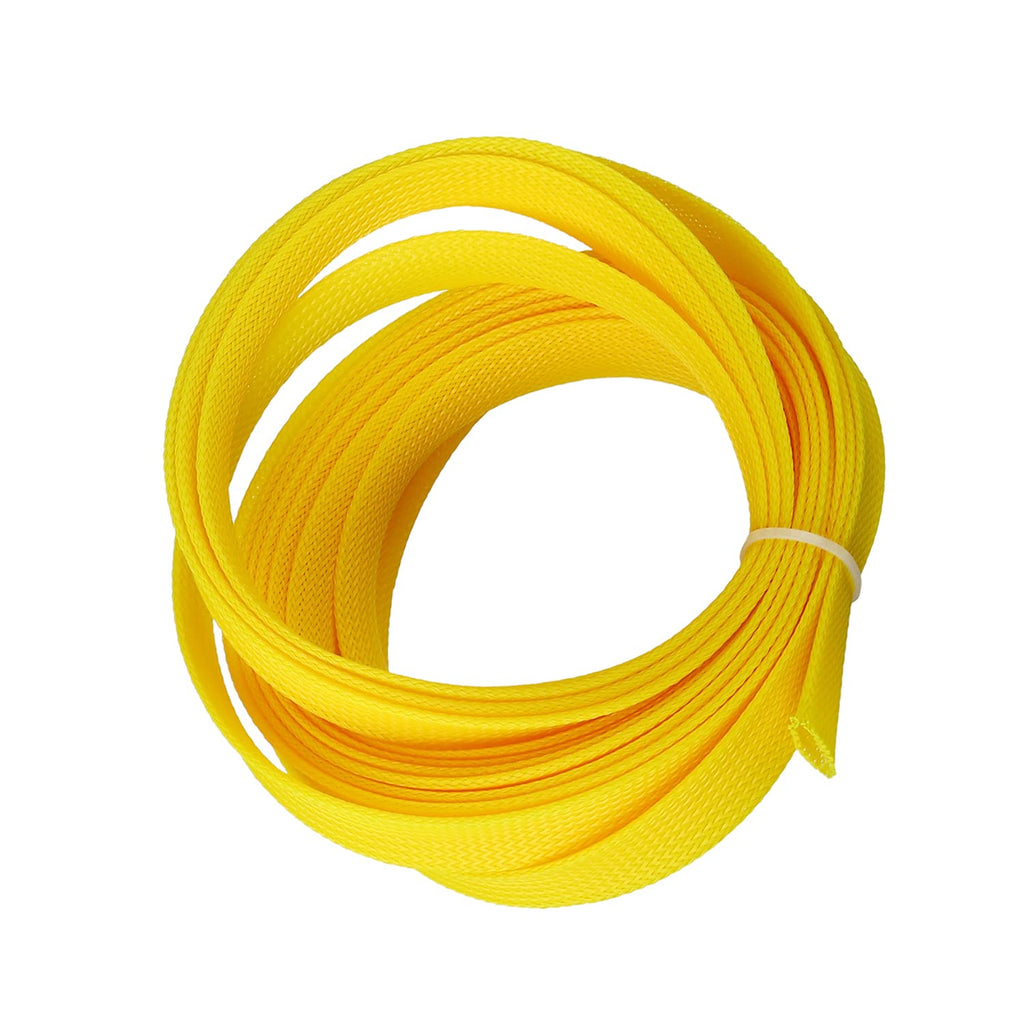  [AUSTRALIA] - Bettomshin 1Pcs 16.4Ft PET Braided Cable Sleeve, Width 16mm Expandable Braided Sleeve for Sleeving Protect Electric Wire Electric Cable Yellow