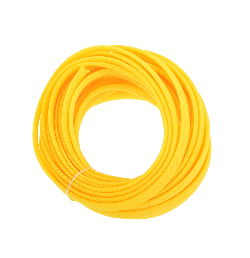 [AUSTRALIA] - Bettomshin 1Pcs 32.8Ft PET Braided Cable Sleeve, Width 8mm Expandable Braided Sleeve for Sleeving Protect Electric Wire Electric Cable Yellow