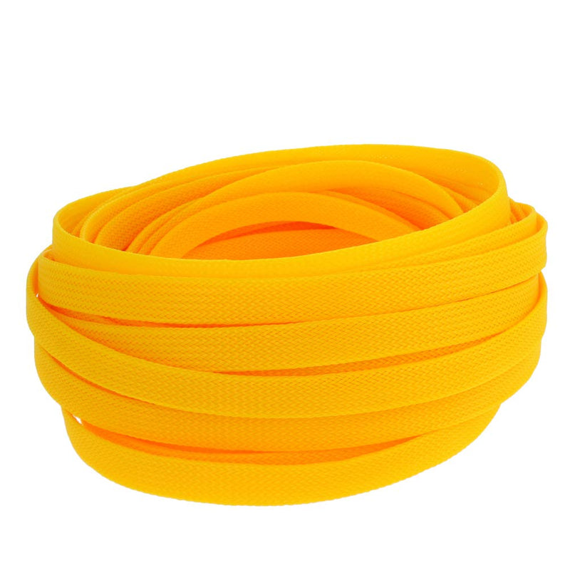  [AUSTRALIA] - Bettomshin 1Pcs Cable Management Sleeve, 10x10mm/0.39x0.39(LxW) 32.8Ft PET Yellow Cord Protector, Wire Loom Tube Insulated Split Sleeving for USB Cable Power Cord Organizer Video Cable Hider