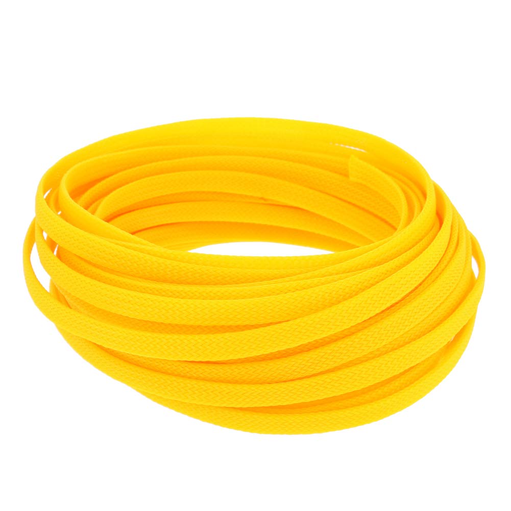  [AUSTRALIA] - Bettomshin 1Pcs Cable Management Sleeve, 10x6mm/0.39x0.24(LxW) 32.8Ft PET Yellow Cord Protector, Wire Loom Tube Insulated Split Sleeving for USB Cable Power Cord Organizer Video Cable Hider