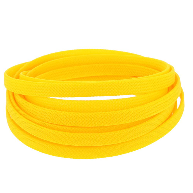  [AUSTRALIA] - Bettomshin 1Pcs 16.4Ft Expandable Braid Sleeving, Width 8mm Protector Wire Flexible Cable Mesh Sleeve Yellow for Television Audio Computer