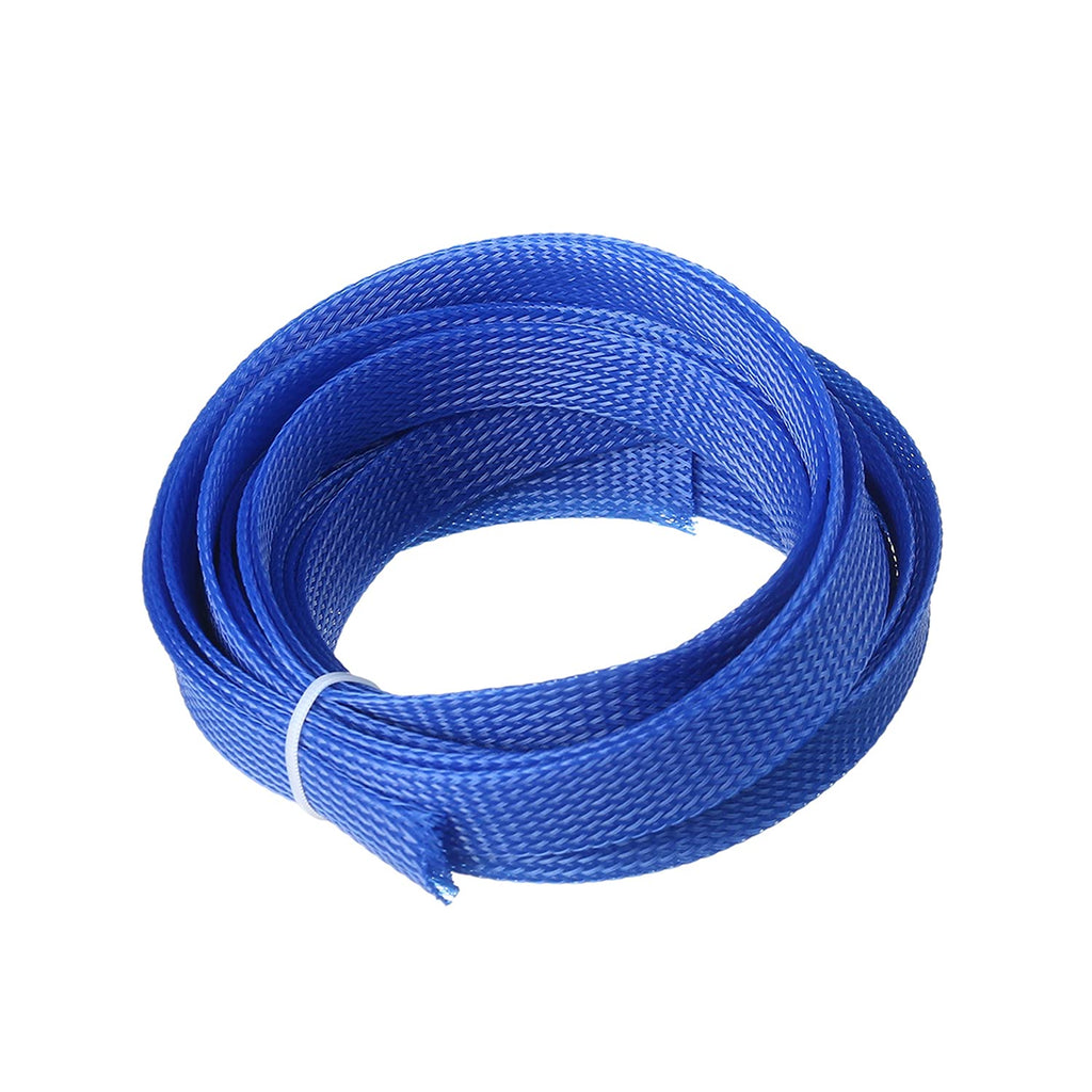 [AUSTRALIA] - Bettomshin 1Pcs 16.4Ft PET Braided Cable Sleeve, Width 0.71 Inch Expandable Braided Sleeve for Sleeving Protect Electric Wire Electric Cable Blue