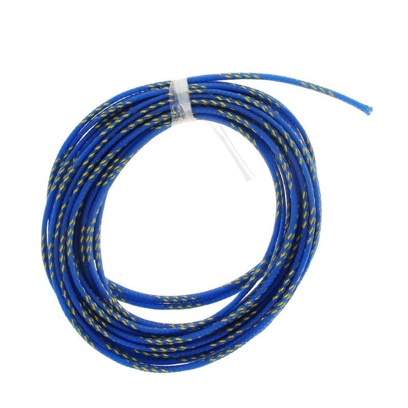 [AUSTRALIA] - Bettomshin 1Pcs Length 16.4Ft PET Braided Cable Sleeve, Width 6mm Expandable Braided Sleeve for Sleeving Protect Electric Wire Electric Cable Blue and Gold