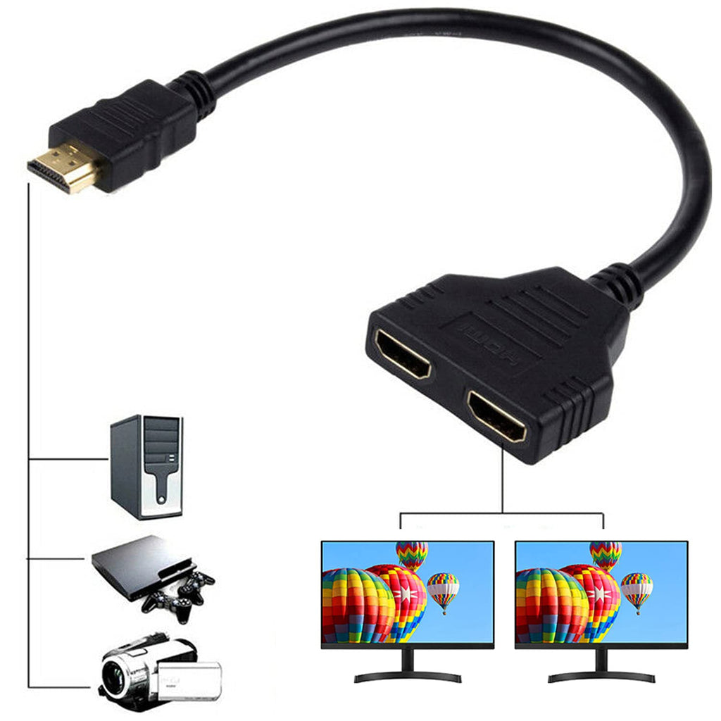 HDMI Splitter Adapter Cable HDMI Male 1080P to Dual HDMI Female 1 to 2 Way HDMI Splitter Adapter Cable for HDTV HD, LED, LCD, TV, Support Two TVs at The Same Time - LeoForward Australia