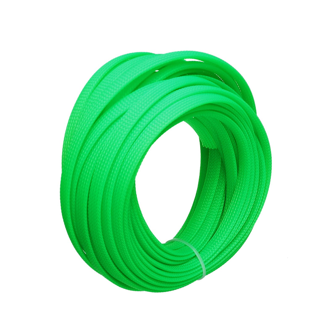  [AUSTRALIA] - Bettomshin 1Pcs 32.8Ft PET Braided Cable Sleeve, Width 8mm Expandable Braided Sleeve for Sleeving Protect Electric Wire Electric Cable Fluorescent Geen