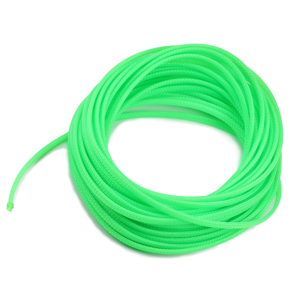  [AUSTRALIA] - Bettomshin 1Pcs 32.8Ft PET Braided Cable Sleeve, Width 4mm Expandable Braided Sleeve for Sleeving Protect Electric Wire Electric Cable Fluorescent Geen
