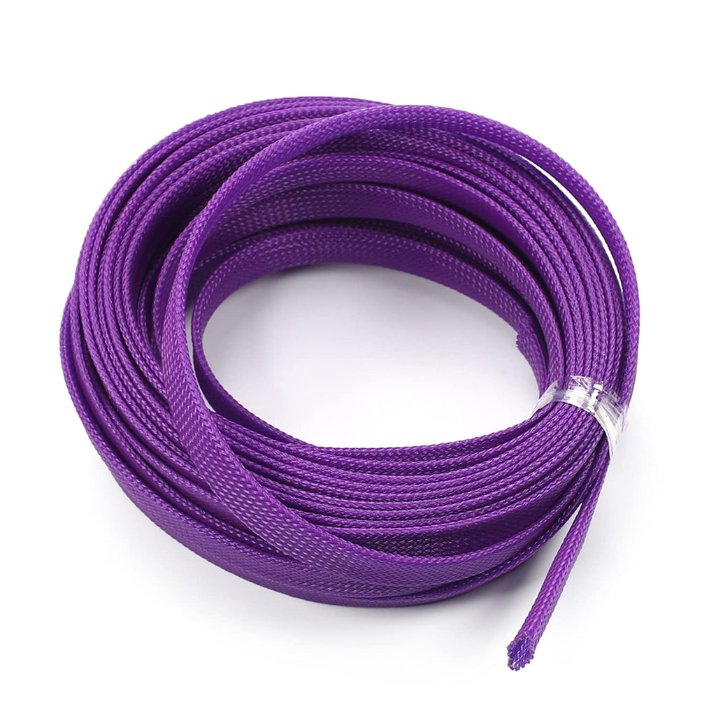  [AUSTRALIA] - Bettomshin 1Pcs 32.8Ft Expandable Braid Sleeving, Width 12mm Protector Wire Flexible Cable Mesh Sleeve Purple for Television Audio Computer