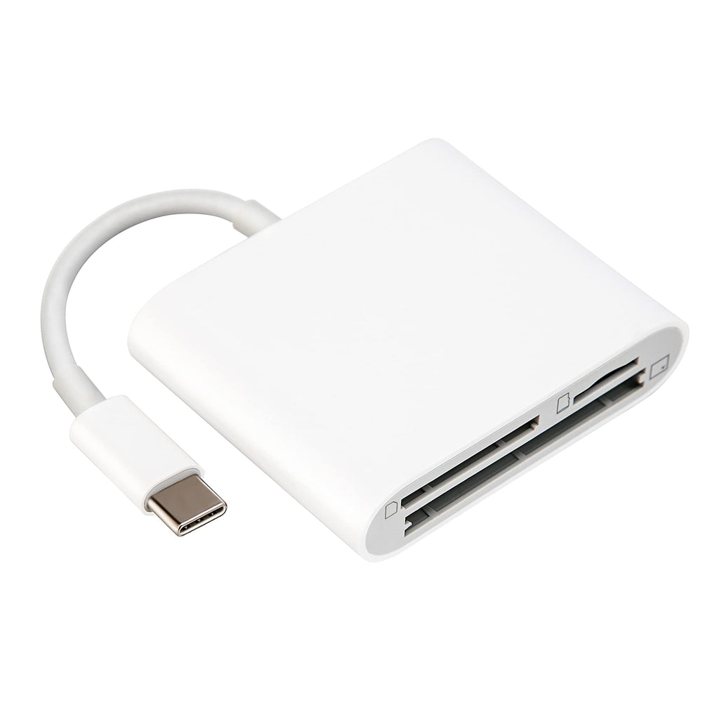 CF SD Card Reader USB C Compact Flash Card Reader 3-Slot Memory Card Reader for Type c Device Supports Micro SD Memory Card Compatible with MacBook Pro/Air M1 iPad Pro Android Galaxy S20 S21U(White) - LeoForward Australia