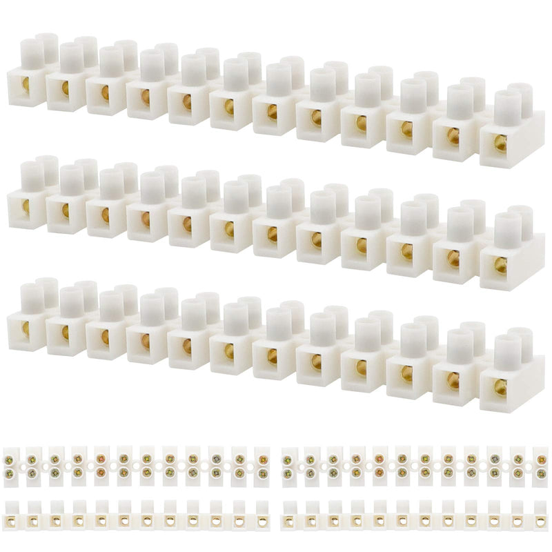  [AUSTRALIA] - GUBCUB Terminal Block Set, 7 Pieces 12 Position Dual Row Terminal Strip Electrical Barrier Wire Connector Block, 10A 380V 12 Position Terminal Block Set