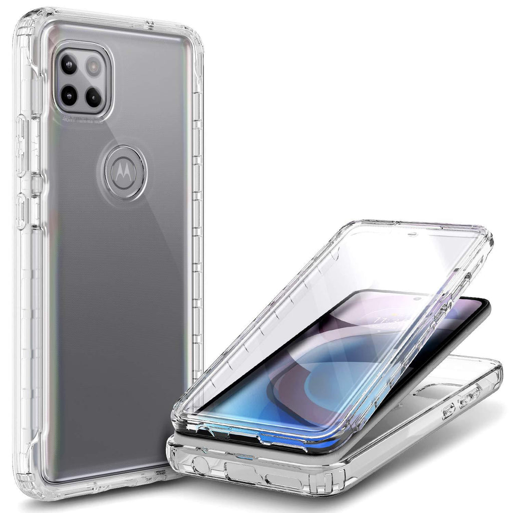  [AUSTRALIA] - NZND Motorola One 5G Ace Case, Motorola Moto G 5G Case with [Built-in Screen Protector], Full-Body Protective Shockproof Rugged Bumper Cover, Impact Resist Durable Phone Case (Clear) Clear