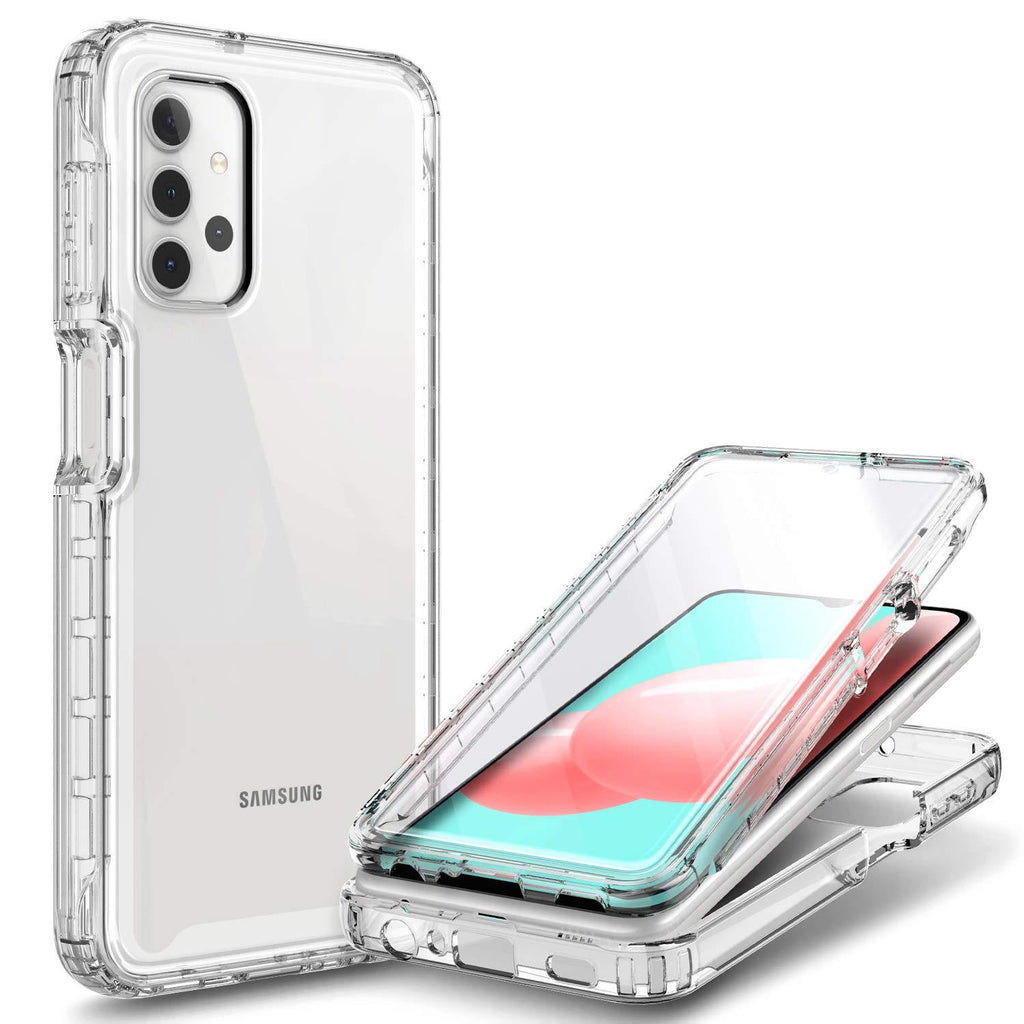 NZND Case for Samsung Galaxy A32 5G with [Built-in Screen Protector], Full-Body Protective Shockproof Rugged Bumper Cover, Impact Resist Durable Phone Case (Clear) Clear - LeoForward Australia