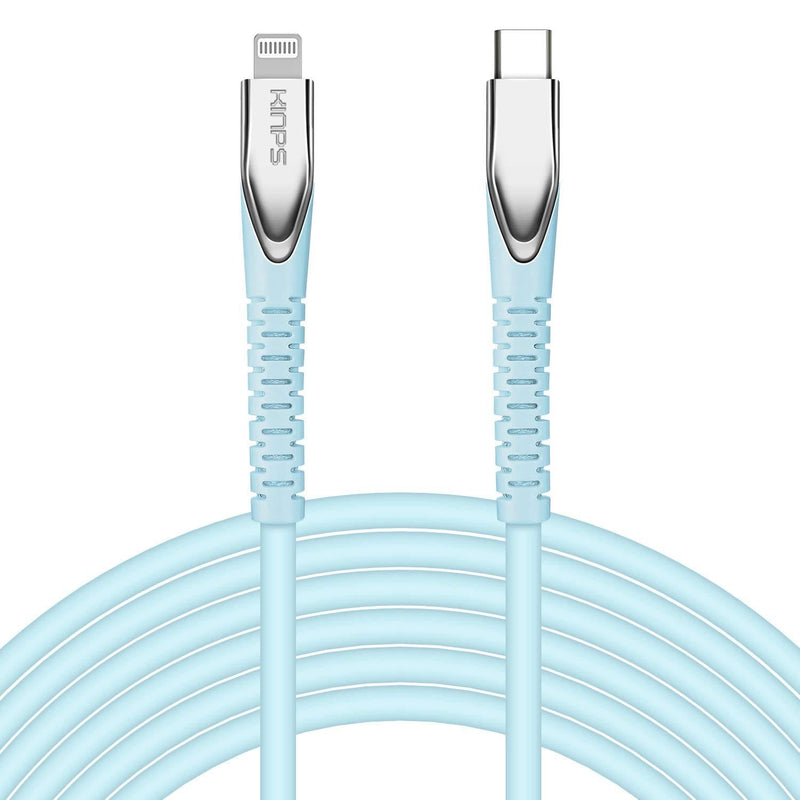 KINPS [MFI Certified 6ft] USB C to Lightning Fast Charging Cable Compatible with iPhone 12/11/11Pro/11 Pro Max/XS MAX/X/XR, Supports Power Delivery(for Use with Type C Chargers), Blue 6ft/2m - LeoForward Australia