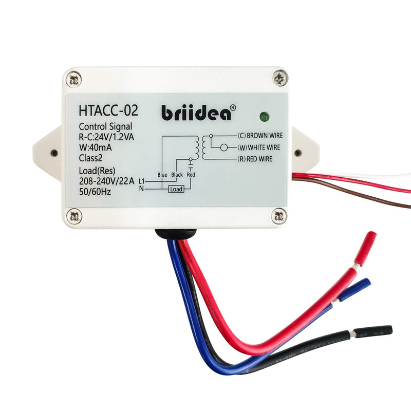  [AUSTRALIA] - 220V 240V Relay, Briidea On/Off Switch Electric Heating Relay with Built-in 24V Transformer, Replacement for Any Relay, Compatible with 24V Thermostat