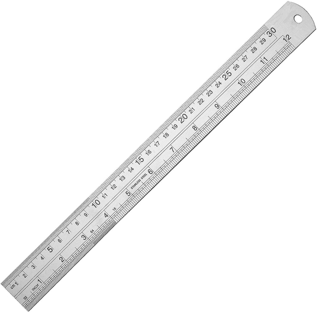  [AUSTRALIA] - Edward Tools 12 Inch Metal Ruler - Stainless Steel SAE and MM - Straight Edge has Inches and Millimeters - 1 Foot Length - For School, Office Contractor, Home Use