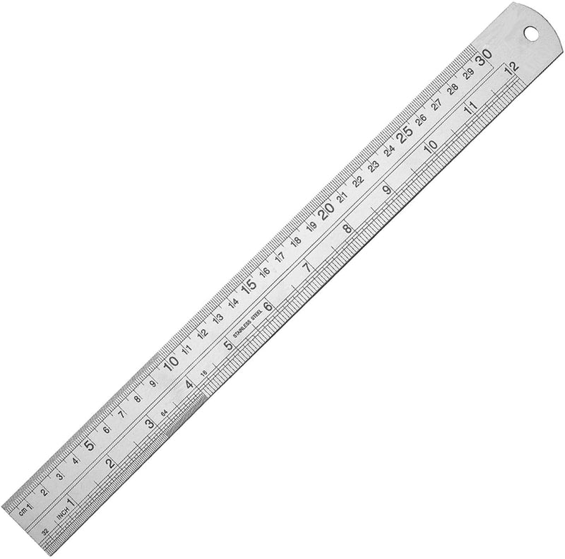  [AUSTRALIA] - Edward Tools 12 Inch Metal Ruler - Stainless Steel SAE and MM - Straight Edge has Inches and Millimeters - 1 Foot Length - For School, Office Contractor, Home Use