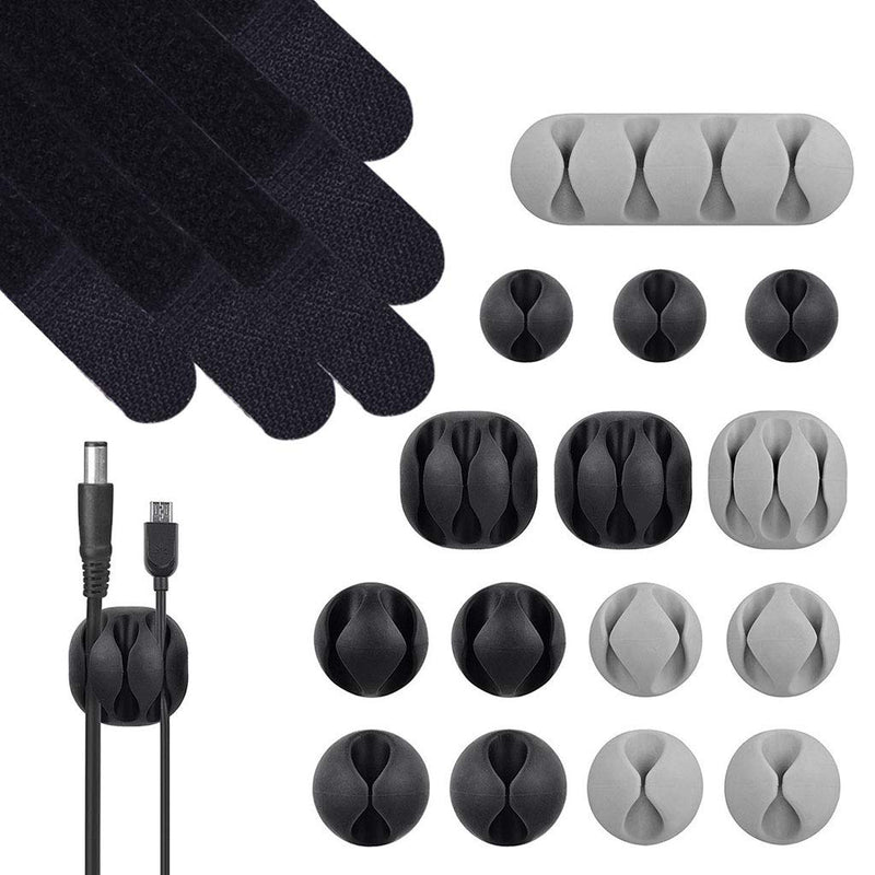  [AUSTRALIA] - Avantree Cable Management Set: 50 Pcs Velcro Cable Ties Straps Cord Organizer (Pack of 1) and 15 Pcs Durable Adhesive Cord Holders Cable Clips (Pack of 1) for Headphones Phones Electronics PC Wires