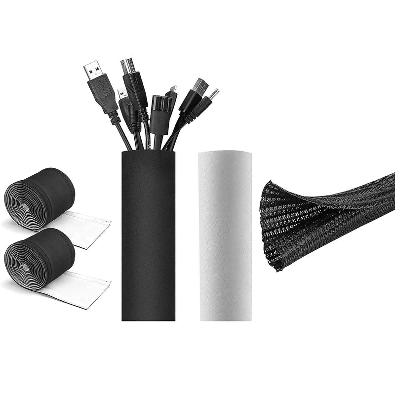  [AUSTRALIA] - [2 Pack] JOTO 10.83ft Cable Management Sleeve, Cuttable Neoprene Cord Organizer System Bundle with JOTO 15ft - 1/2 inch Cord Protector Wire Loom Tubing Cable Sleeve