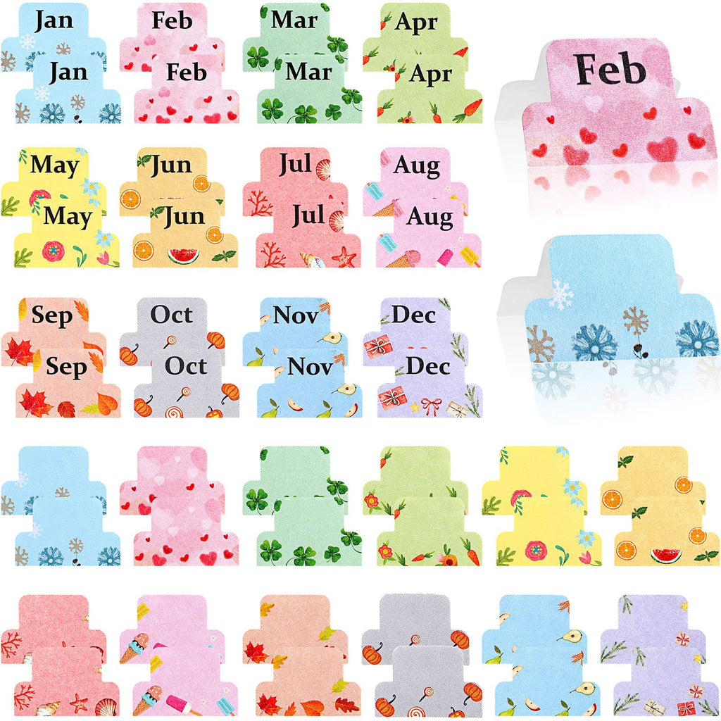  [AUSTRALIA] - 48 Pieces Adhesive Monthly Tabs Planner Stickers, 24 Month Tabs and 24 Blank Tabs Colorful Decorative Monthly Index Tab for Office School Study Planner Stickers and Accessories Journal Organization