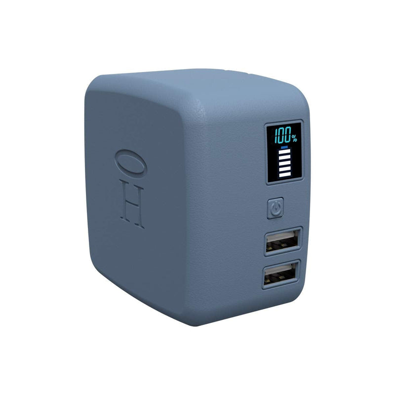  [AUSTRALIA] - Halo Portable Phone Charger Power Cube 10,000mAh - Innovative Car Charger Power Bank with Dual USB Compatible Charging Ports, Built-in Charging Adapters - Moody Blue (801107081)