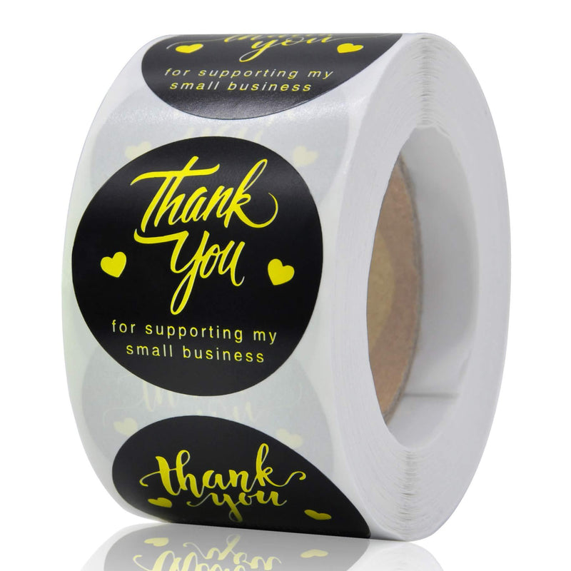 2 inch Thank You for Supporting My Small Business Stickers, Black Thank You Round Labels, Custom Sticker for Bakeries, Crafters & Small Business Owners, 500 Labels Per Roll Gold 2inch - LeoForward Australia