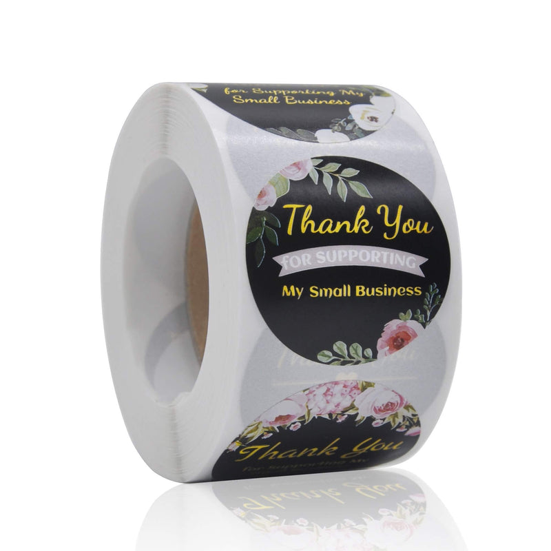 1.5 inch Thank You for Supporting My Small Business Stickers, Black Thank You Round Labels, 8 Styles, Custom Sticker for Bakeries, Crafters & Small Business Owners, 500 Labels Per Roll - LeoForward Australia