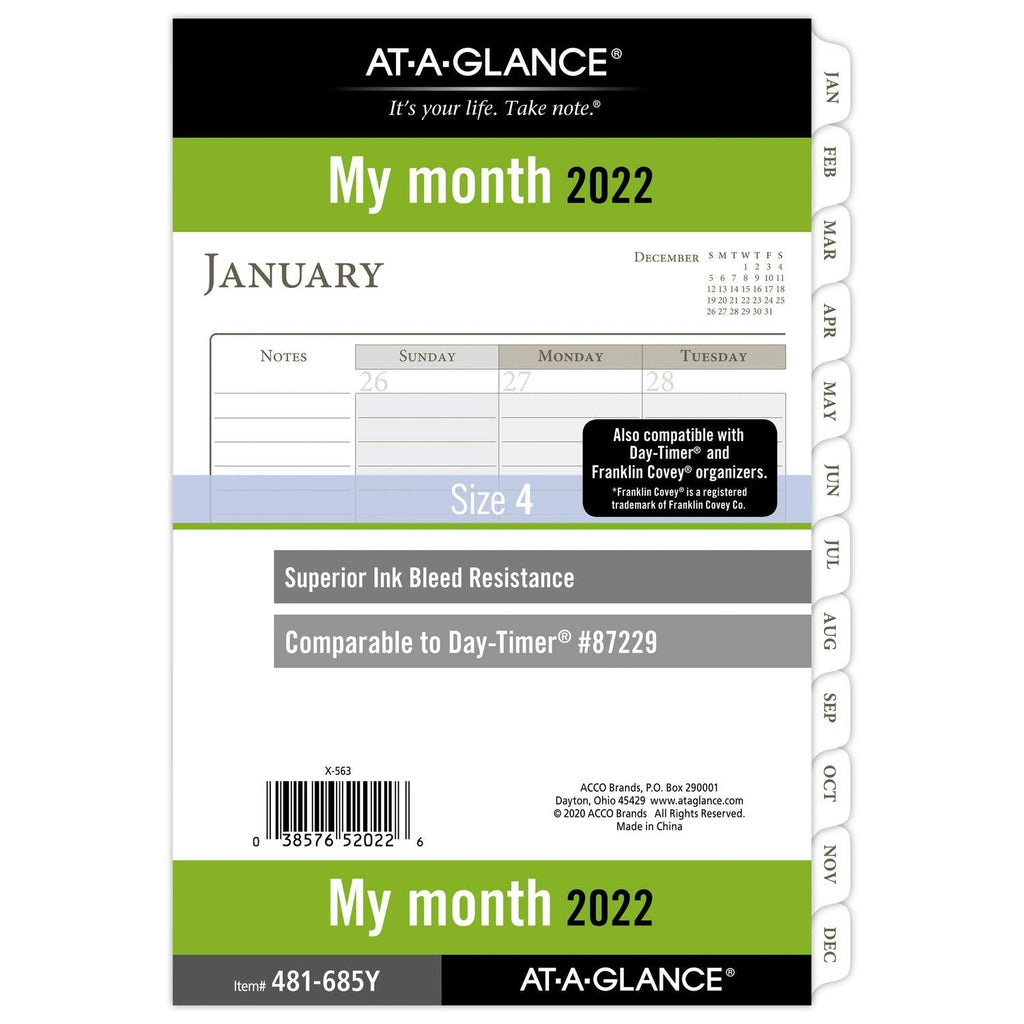  [AUSTRALIA] - 2022 Monthly Planner Refill by AT-A-GLANCE, 87229 Day-Timer, 5-1/2" x 8-1/2", Size 4, Desk Size, Ruled Daily Blocks, Loose Leaf (481-685Y) Ruled Blocks 2022 New Edition