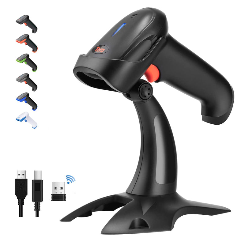  [AUSTRALIA] - Tera Pro Wireless 2D QR Barcode Scanner with Stand, 3 in 1 Bluetooth & 2.4GHz Wireless & USB Wired, Connect Smartphone Tablet PC with Vibration Alert Model HW0002 Black