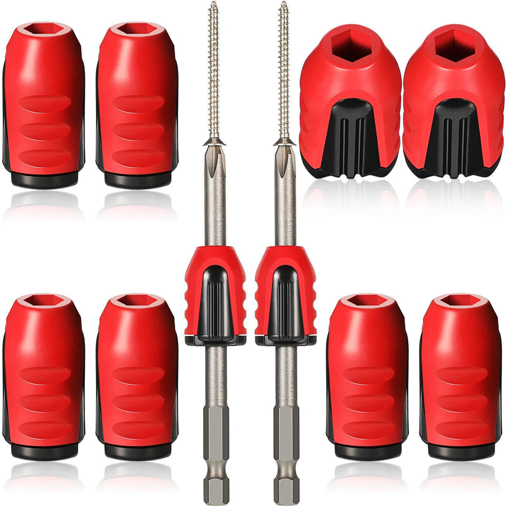 Magnetic Screw Holder Rings, 1/4 Inch/ 6.35 mm Screwdriver Driver Bits Magnetizer for Electric Drill and Hand Tools, Red (10 Pieces) 10 - LeoForward Australia