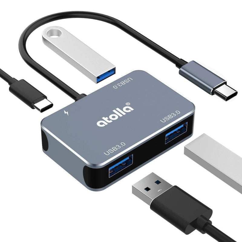 atolla USB C Hub – Aluminum 4-in-1 USB C Adapter with 3 USB 3.0 Ports & 60W Power Delivery Port for MacBook Pro/Air, iPad Pro, Chromebook, Dell and More - LeoForward Australia