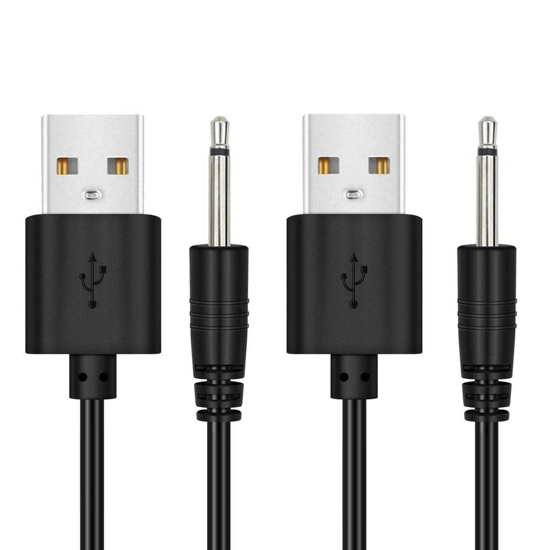  [AUSTRALIA] - 2 Pack 2.7ft Replacement DC Charging Cable, USB to DC 2.5mm Fast Charger Cord Adapter - 2.5mm (This is NOT Barrel Jack) Black