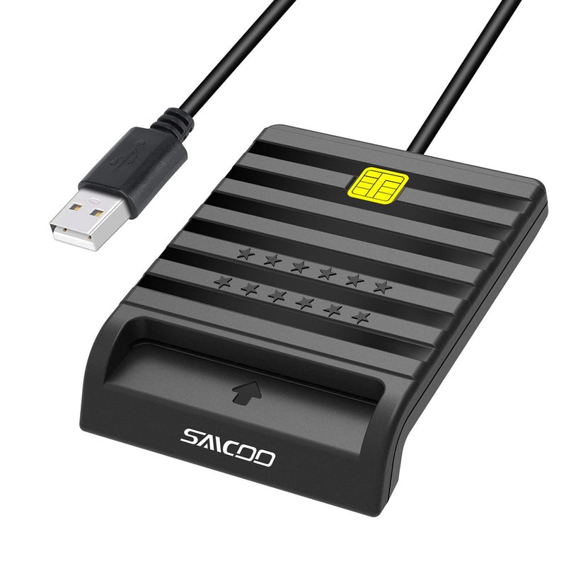 Saicoo DOD Military USB Common Access CAC Smart Card Reader, Compatible with Mac OS, Win (Black) black - LeoForward Australia