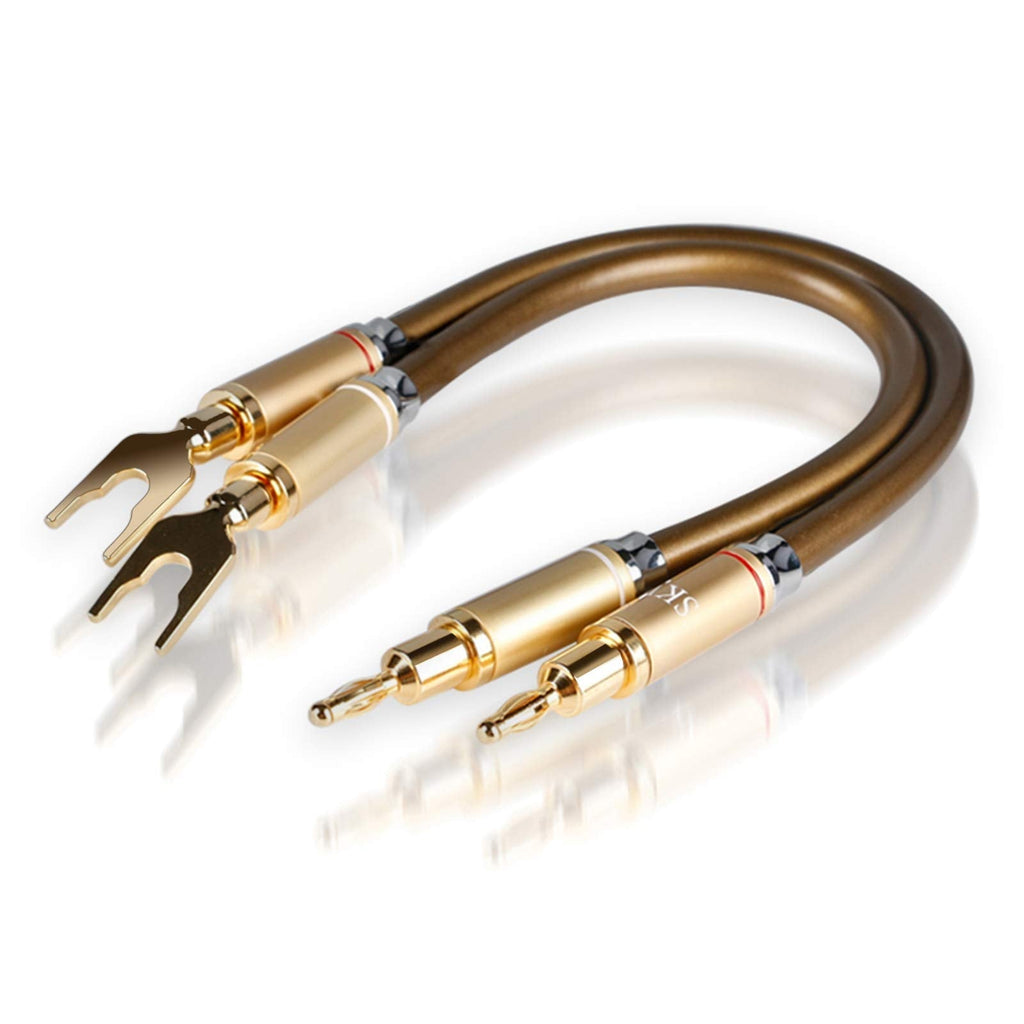  [AUSTRALIA] - SKW HI-FI Series BiWire Jumpers, Speaker Jumper Cable, 6N OCC Banana to Spade Wire - Set of 2 (2 Cables)