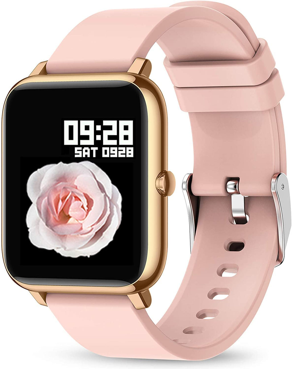  [AUSTRALIA] - Smart Watch, KALINCO Fitness Tracker with Heart Rate Monitor, Blood Pressure, Blood Oxygen Tracking, 1.4 Inch Touch Screen Smartwatch Fitness Watch for Women Men Compatible with Android iPhone iOS Gold Pink