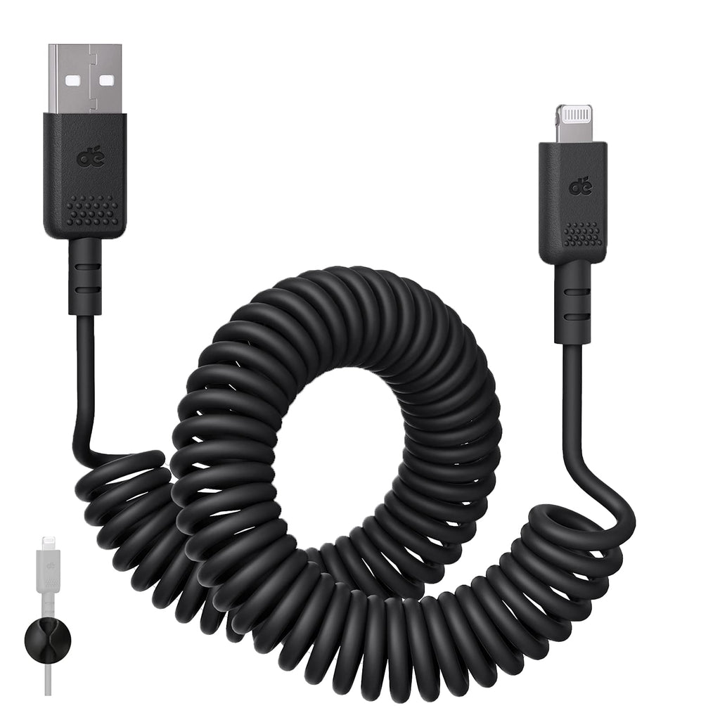 Coiled Lightning Cable, dé USB to Lightning Cable 6ft [MFi Certified & CarPlay Compatible], for iPhone 12 Pro Max/12/12 mini/13/11 Pro/X/8/iPad 6ft(2ft coiled) 1 Pack - LeoForward Australia